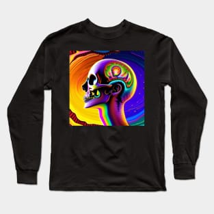 Vibrant Trippy Skull Art 7 Long Sleeve T-Shirt